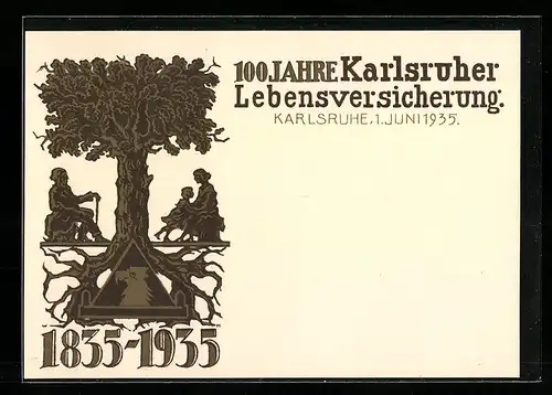 AK Karlsruhe, 100 Jahre Lebensversicherung 1935
