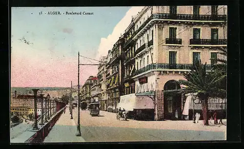 AK Alger, Boulevard Carnot, Strassenbahn