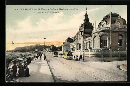 AK Le Havre, Le Nouveau Casino, Boulevard Maritime, Strassenbahn