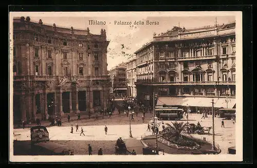 AK Milano, Palazzo della Borsa, Strassenbahn