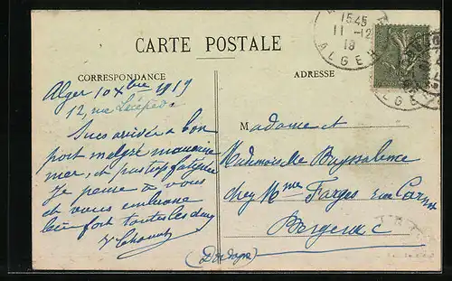 AK Alger, Rue d`Isly, Strassenbahn