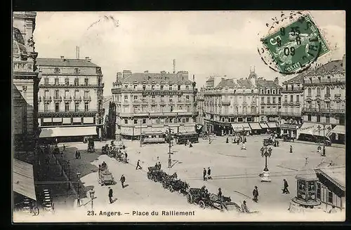 AK Angers, Place du Ralliement, Strassenbahn