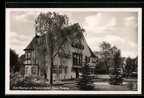 AK Bad Saarow a. Schamützelsee, Partie am Hotel Haus Fröhlich