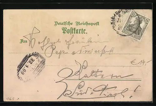 Lithographie Aachen, Pontthor, Elisenbrunnen und Dom, Südseite