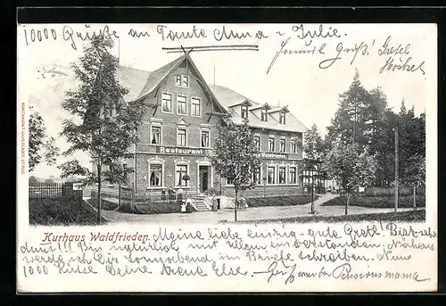 AK Zittau, Kurhaus Waldfrieden mit Restaurant