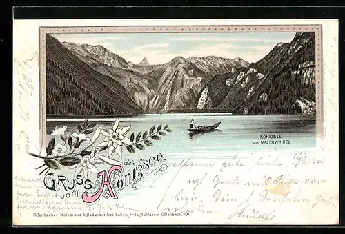 Lithographie Königsee, Ansicht vom Malerwinkel