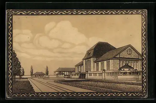 AK Darmstadt, Blick auf den Hauptbahnhof