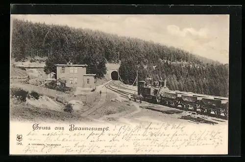 AK Braunesumpf, Ein Güterwagen am Bahnhof