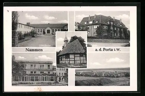 AK Nammen /Porta i. W., Kurbad Bad Nammen, Altersheim, Ortsansicht, Schule