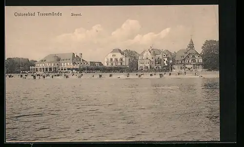 AK Travemünde /Ostsee, Strand, vom Wasser gesehen