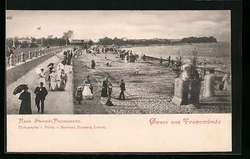 AK Travemünde, Neue Strand-Promenade mit Flaneuren