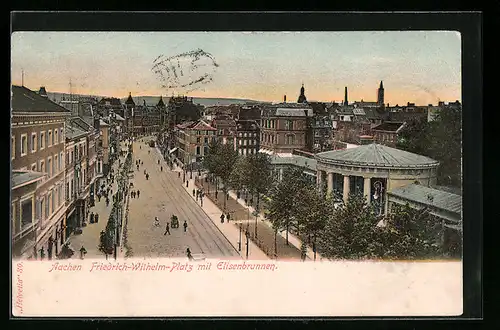 AK Aachen, Friedrich-Wilhelm-Platz mit Elisenbrunnen aus der Vogelschau