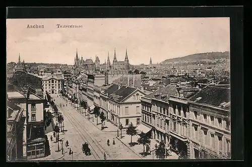 AK Aachen, Theaterstrasse aus der Vogelschau