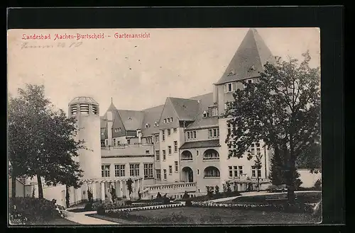 AK Aachen-Burtscheid, Landesbad mit Gartenansicht