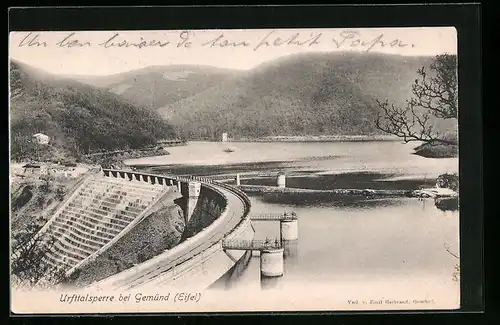 AK Gemünd i. Eifel, Urfttalsperre aus der Vogelschau