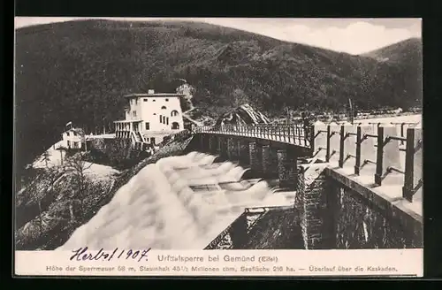 AK Gemünd i. Eifel, Urfttalsperre, Überlauf über die Kaskaden
