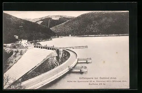 AK Gemünd, Urfttalsperre bei Gemünd aus der Vogelschau