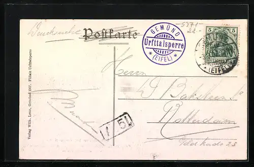 AK Gemünd, Urfttalsperre bei Gemünd aus der Vogelschau