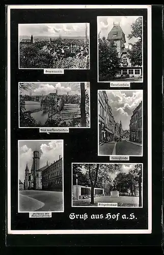 AK Hof a. S., Gesamtansicht, Theresienstein, Lorenzstrasse