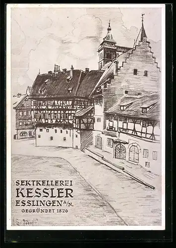 AK Esslingen a. N., Sektkellerei Kessler