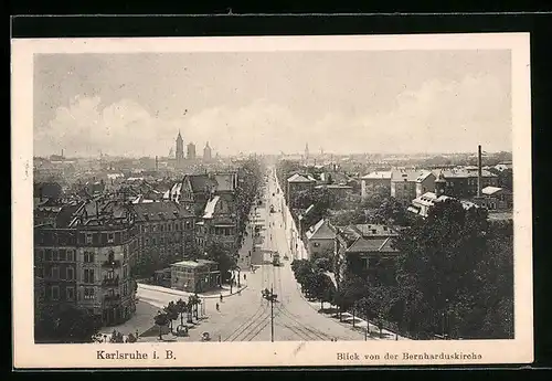 AK Karlsruhe i.B., Blick von der Bernharduskirche