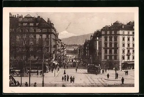 AK Genève, Larve du Mont Blanc et le Mont Blanc, Strassenbahn