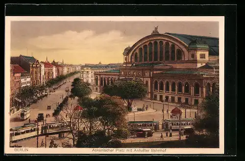 AK Berlin-Kreuzberg, Askanischer Platz mit Anhalter Bahnhof, Strassenpartie