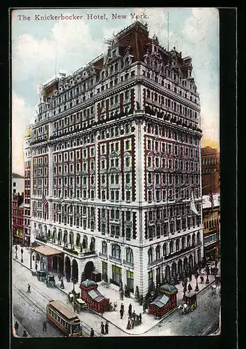 AK New York, The Knickerbocker Hotel, Strassenbahn