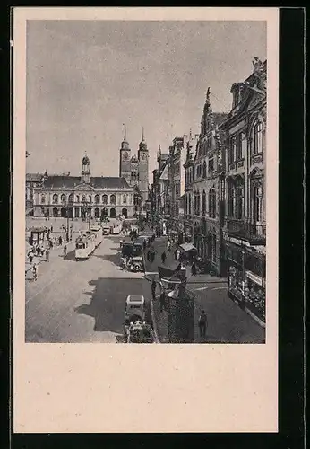 AK Magdeburg, Strassenbahnen am Alten Markt