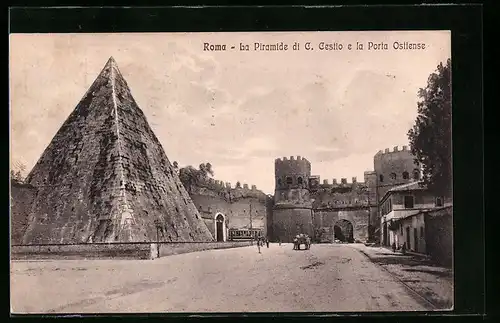 AK Roma, La Piramide di C. Cestio e la Porta Ostiense