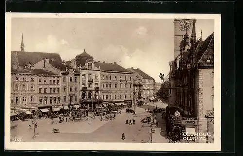 AK Olmütz, Strassenpartie mit Strassenbahn