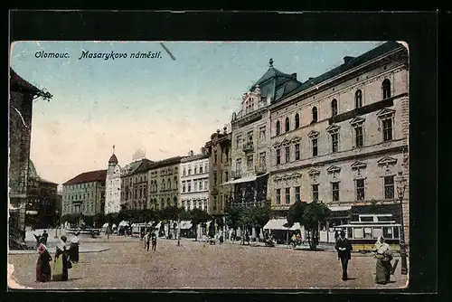 AK Olomouc, Masarykovo námestí, Strassenbahn