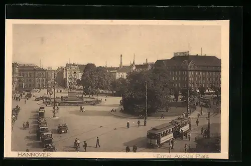AK Hannover, Ernst August Platz mit Strassenbahn