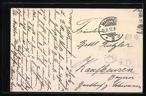 AK Mannheim, Kaiserring mit Hotel Kronprinz, Strassenbahn und Springbrunnen