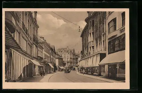 AK Mülhausen, Wildemannstrasse mit Strassenbahn