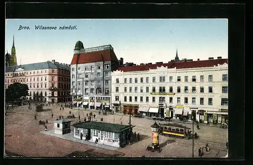 AK Brno, Wilsonovo námesti, Strassenbahn