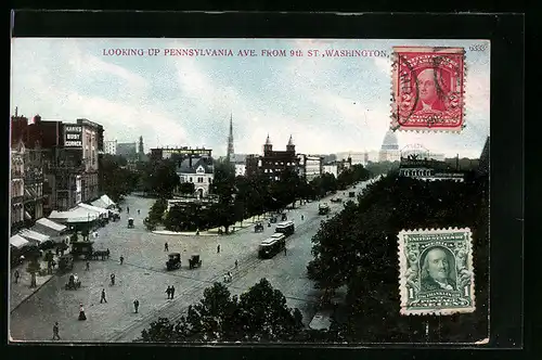 AK Washington, Looking up Pennsylvania Ave. from 9th St., Strassenbahn