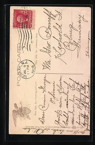 AK Newark, Broad St., Strassenbahnen