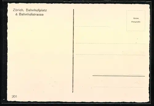 AK Zürich, Bahnhofplatz und Bahnhofstrasse, Strassenbahn