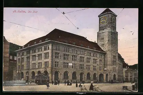 AK St. Gallen, Die Post mit Strassenbahn