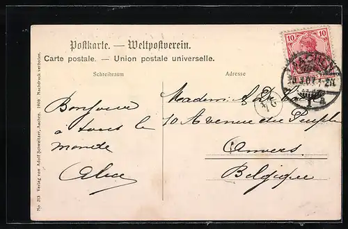 AK Aachen, Friedrich-Wilhelm-Platz mit Strassenbahn