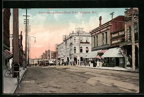 AK Victoria /B.C., Government Street, East Side, Strassenbahn