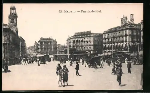 AK Madrid, Puerta del Sol, Strassenbahn