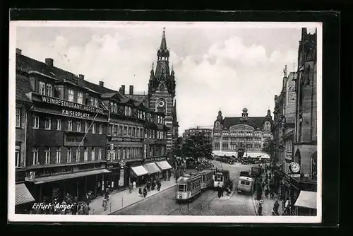 AK Erfurt, Strassenbahnen am Anger