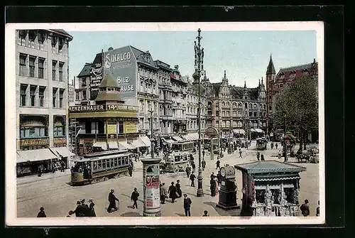 AK Berlin, Strassenbahnen am Spittelmarkt