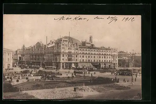 AK Moskau, Hotel Metropole und Strassenbahnen