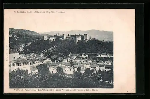 AK Granada, La Alhambra y Sierra Nevada desde San Miguel el Bajo