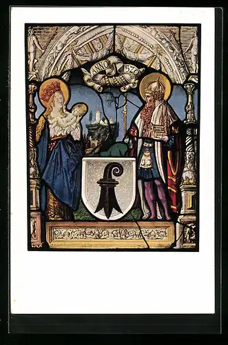 Künstler-AK Basel, VI. Schweizerischen Katholikentages 1924, Maria und Joseph mit Jesuskind