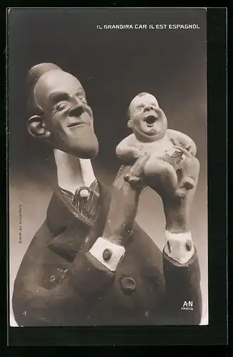 AK Karikatur Alfons XIII. von Spanien