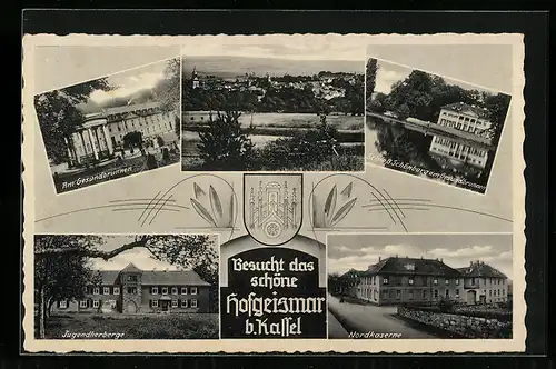 AK Hofgeismar b. Kassel, Schloss Schönburg am Gesundbrunnen, Nordkaserne, Jugendherberge